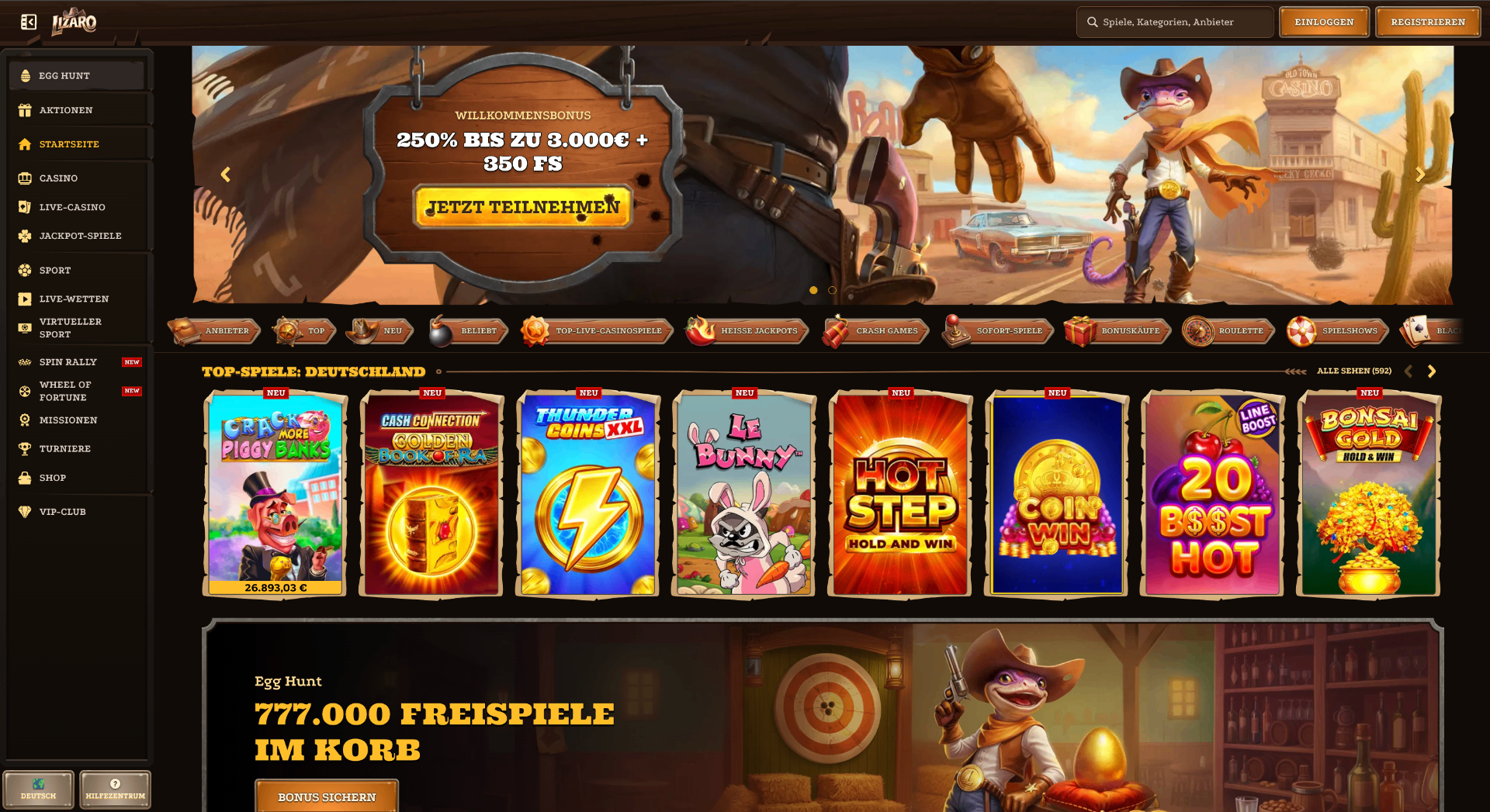 Lizaro Casino Screenshot