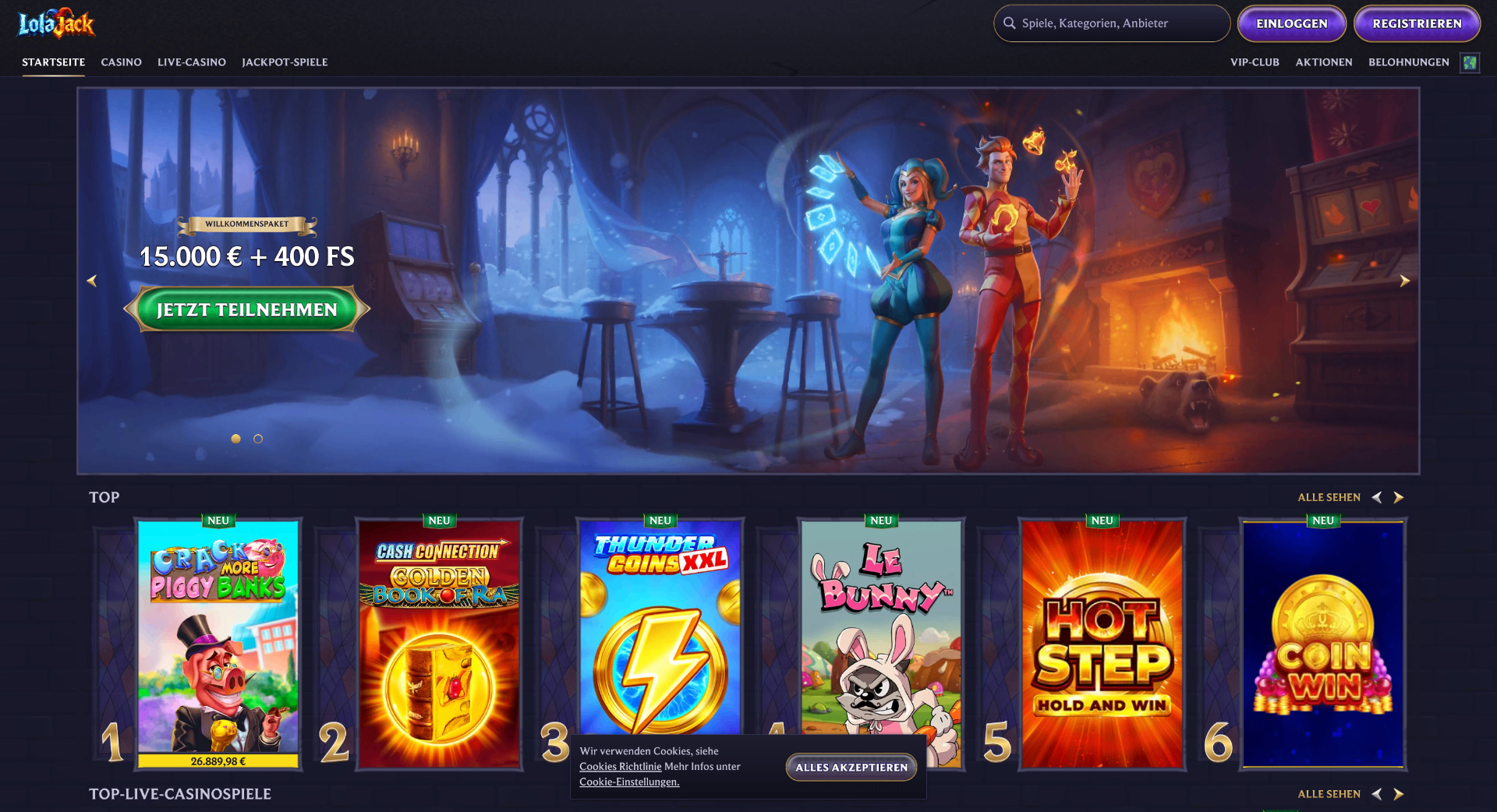 LolaJack Casino Screenshot