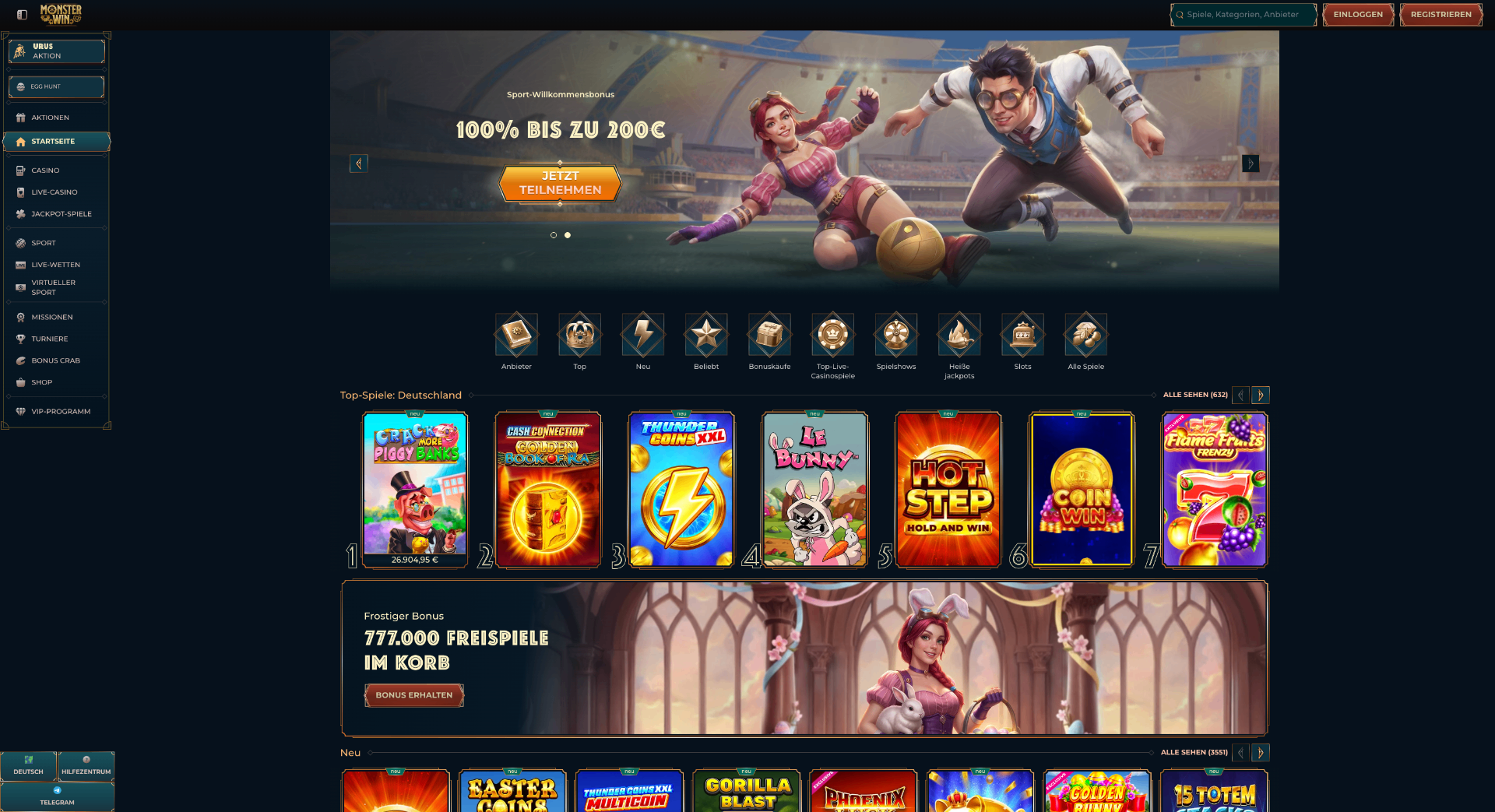 Monsterwin Casino Screenshot